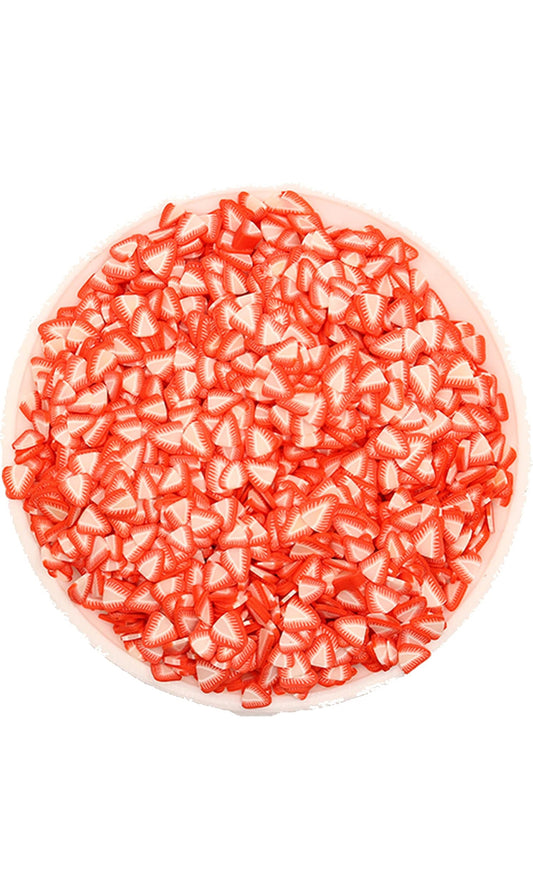 Tiny Strawberry Polymer Clay Slices (2x2 Bag)